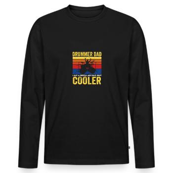 Drôle de batteur papa comme un papa ordinaire mais plus cool - T-shirt manches longues Premium bio Homme - noir - Devant - Nico (187cm)
