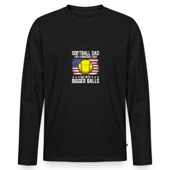 Funny Softball Dad Like A Baseball Dad US Flag - Männer Premium Bio Langarmshirt - Schwarz - Vorne - Nico (187cm)