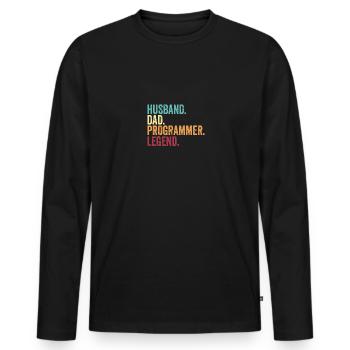 Funny Vintage Husband Dad Programmer Legend - Männer Premium Bio Langarmshirt - Schwarz - Vorne - Nico (187cm)
