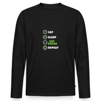 Drôle d’aménagement paysager Manger Sommeil Couper Herbe Répéter - T-shirt manches longues Premium bio Homme - noir - Devant - Nico (187cm)