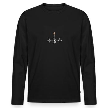 Basse Guitare Heartbeat Musicien Design pour Basse - T-shirt manches longues Premium bio Homme - noir - Devant - Nico (187cm)