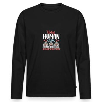 Tiny Human Crew Pediatric Nursing Crew Peds Nurse - Männer Premium Bio Langarmshirt - Schwarz - Vorne - Nico (187cm)