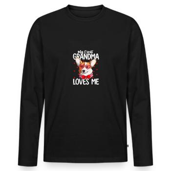 Ma grand-mère m’aime gorgi dog fête des mères - T-shirt manches longues Premium bio Homme - noir - Devant - Nico (187cm)