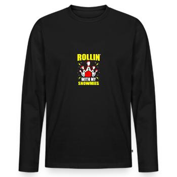 Drôle de Noël Rollin avec mes Snowmies Snow Bowling - T-shirt manches longues Premium bio Homme - noir - Devant - Nico (187cm)