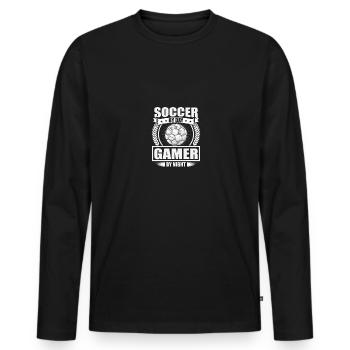 Funny Soccer By Day Gamer By Night Gamer - Men's Premium Organic Long Sleeve Shirt - black - Front - Nico (187cm)