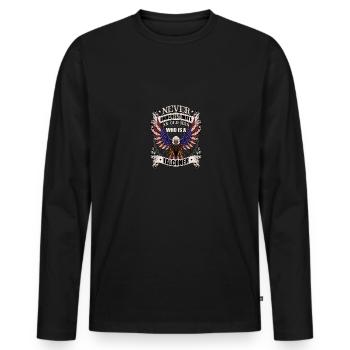 Ne sous-estimez jamais un vieil homme qui est fauconnier - T-shirt manches longues Premium bio Homme - noir - Devant - Nico (187cm)