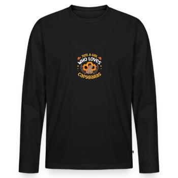 Drôle juste une fille qui aime le rongeur Capybaras - T-shirt manches longues Premium bio Homme - noir - Devant - Nico (187cm)