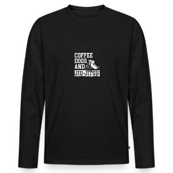 Café Chiens Jiu Jitsu Drôle BJJ Chiens Amoureux - T-shirt manches longues Premium bio Homme - noir - Devant - Nico (187cm)