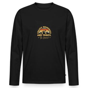Reate Memories and Travel the World Camping - Men's Premium Organic Long Sleeve Shirt - black - Front - Nico (187cm)