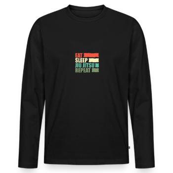 Eat Sleep Jiu jitsu Repeat Funny Jiu Jitsu BJJ - Men's Premium Organic Long Sleeve Shirt - black - Front - Nico (187cm)