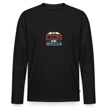Le monde est mon terrain de jeu découvrir Escapism - T-shirt manches longues Premium bio Homme - noir - Devant - Nico (187cm)
