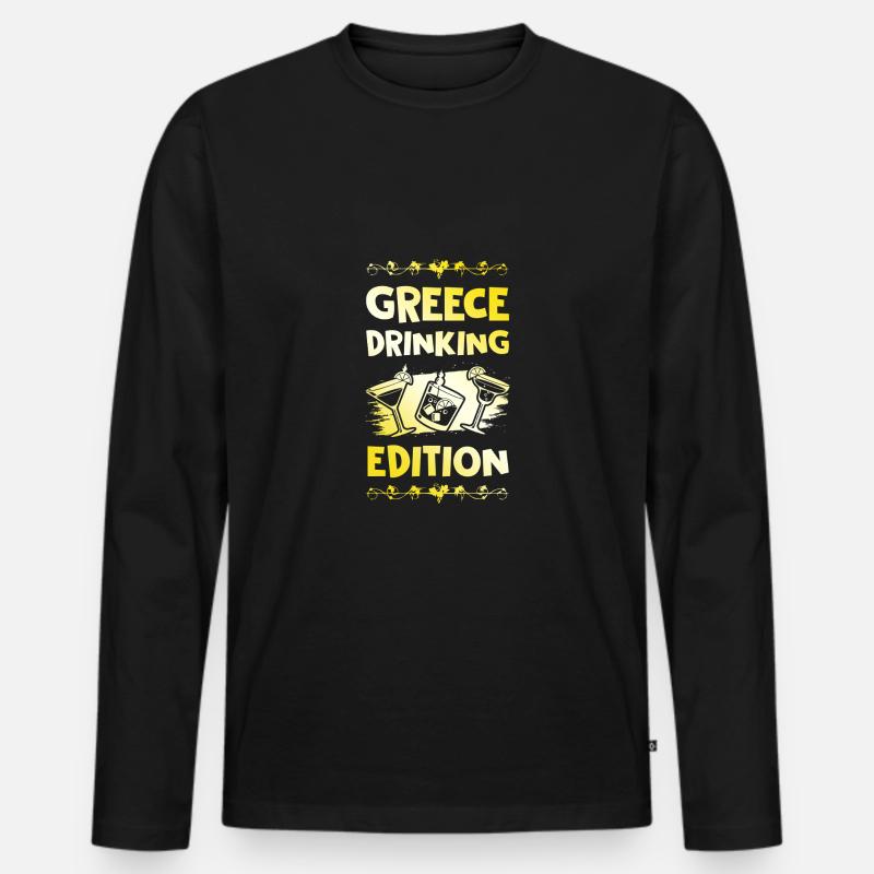 Greece Drinking Spruch - Männer Premium Bio Langarmshirt - Schwarz