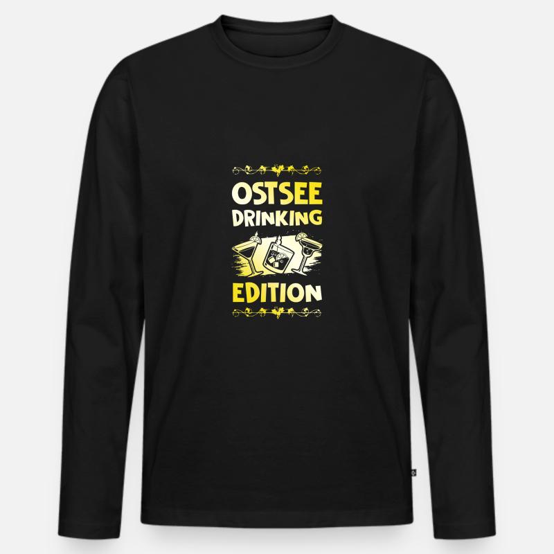 Ostsee Drinking Spruch - Männer Premium Bio Langarmshirt - Schwarz