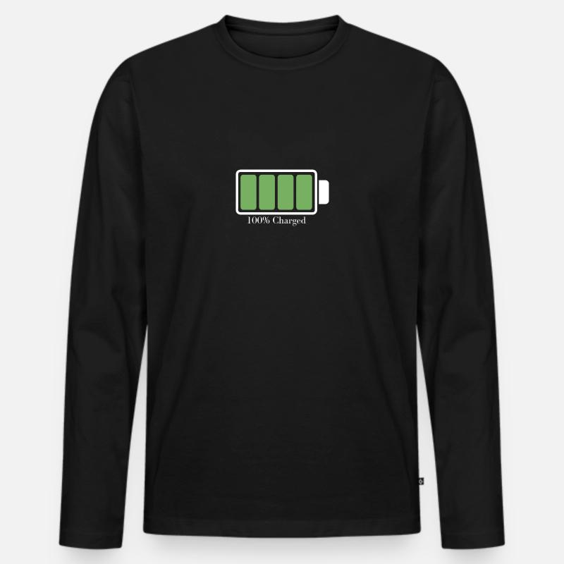 Geladener Akku - Männer Premium Bio Langarmshirt - Schwarz