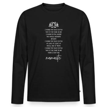 Namaste Yoga Meditation Geistlicher Frieden Lotus - Männer Premium Bio Langarmshirt - Schwarz - Vorne - Nico (187cm)