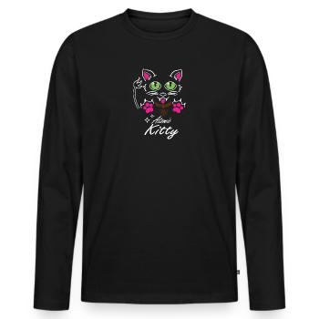 Atomic Kitty #2 - Black Shirt - Männer Premium Bio Langarmshirt - Schwarz - Vorne - Nico (187cm)