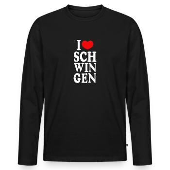 I love Schwingen - Männer Premium Bio Langarmshirt - Schwarz - Vorne - Nico (187cm)