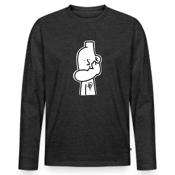 Terrasse - T-shirt manches longues Premium bio Homme - anthracite chiné - Devant - Nico (187cm)
