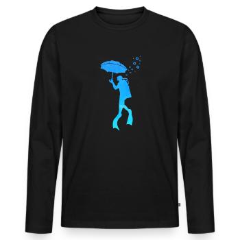 Scuba Diver Umbrella Underwater Exploration - Männer Premium Bio Langarmshirt - Schwarz - Vorne - Nico (187cm)
