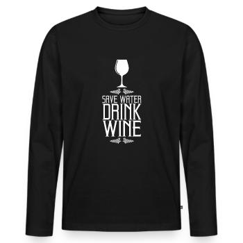 Save Water Drink Wine Ornament - Männer Premium Bio Langarmshirt - Schwarz - Vorne - Nico (187cm)