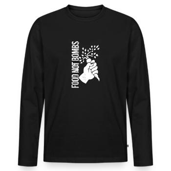 Food not Bombs - Männer Premium Bio Langarmshirt - Schwarz - Vorne - Nico (187cm)