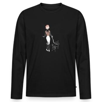 Gassi mit Pudel - Männer Premium Bio Langarmshirt - Schwarz - Vorne - Nico (187cm)