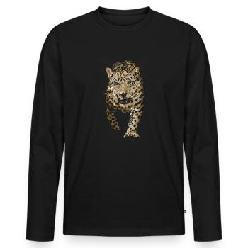 leopard, indische leopard, persische leopard - Männer Premium Bio Langarmshirt - Schwarz - Vorne - Nico (187cm)