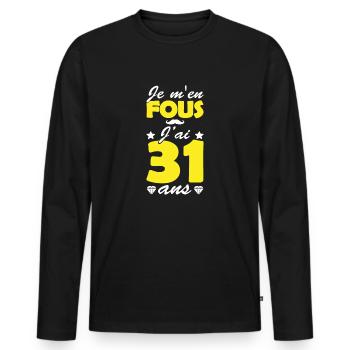 j'ai 31 ans / cadeau anniversaire 31 ans - T-shirt manches longues Premium bio Homme - noir - Devant - Nico (187cm)
