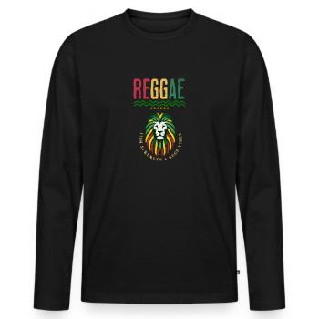 Reggae Lion tshirt - Men's Premium Organic Long Sleeve Shirt - black - Front - Nico (187cm)