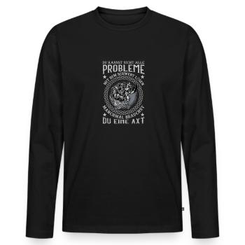 Du kannst nicht alle Probleme mit dem Schwert - Männer Premium Bio Langarmshirt - Schwarz - Vorne - Nico (187cm)