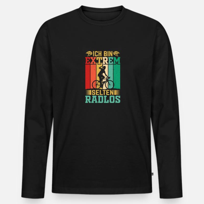 Ich bin selten Radlos - Männer Premium Bio Langarmshirt - Schwarz