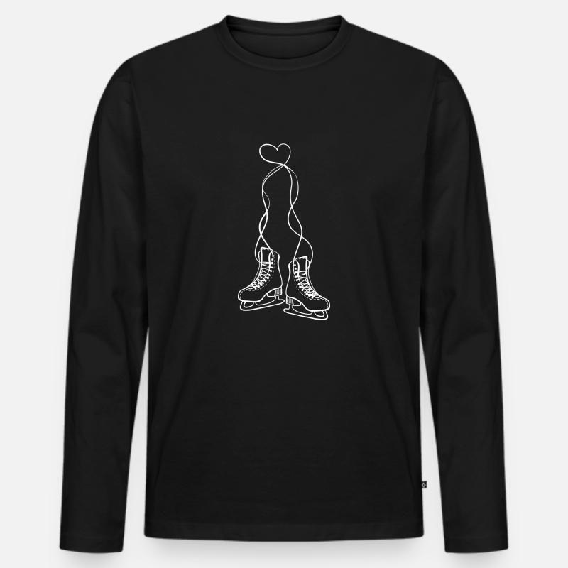 Eiskunstlauf-Geschenk Eislaufschuh - Männer Premium Bio Langarmshirt - Schwarz