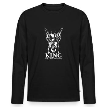 Doberman Roi de tout chien disant Wilsigns - T-shirt manches longues Premium bio Homme - noir - Devant - Nico (187cm)