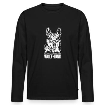 Tschechoslowakischer Wolfhund Portrait Wilsigns - Männer Premium Bio Langarmshirt - Schwarz - Vorne - Nico (187cm)