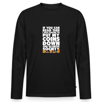 Les collectionneurs de pièces collectent des pièces - T-shirt manches longues Premium bio Homme - noir - Devant - Nico (187cm)