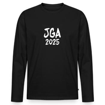 2025 JGA Junggesellenabschied - Männer Premium Bio Langarmshirt - Schwarz - Vorne - Nico (187cm)