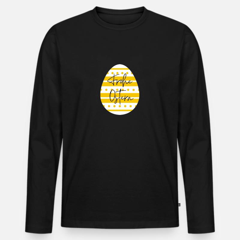 Frohe Ostern - Männer Premium Bio Langarmshirt - Schwarz