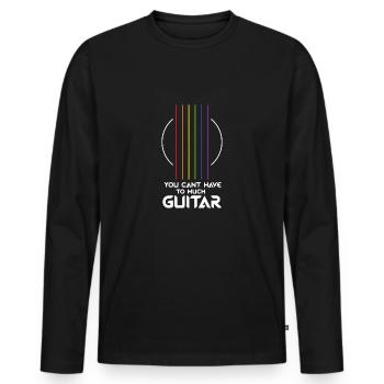Gitarrist Spruch du kannst nicht zu viele Gitarren - Männer Premium Bio Langarmshirt - Schwarz - Vorne - Nico (187cm)