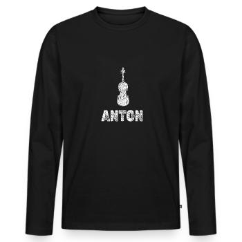 Anton - T-shirt manches longues Premium bio Homme - noir - Devant - Nico (187cm)