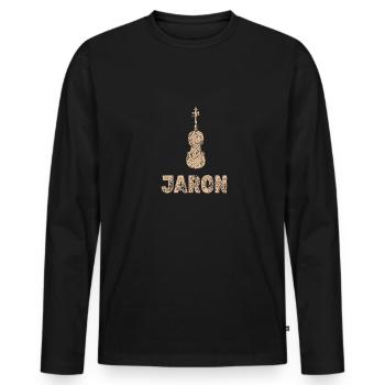 Bratsche Jaron - Männer Premium Bio Langarmshirt - Schwarz - Vorne - Nico (187cm)