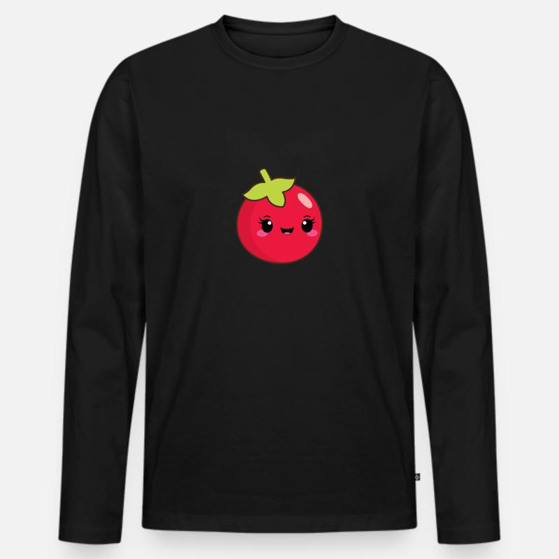 Niedliche Tomate - Männer Premium Bio Langarmshirt - Schwarz
