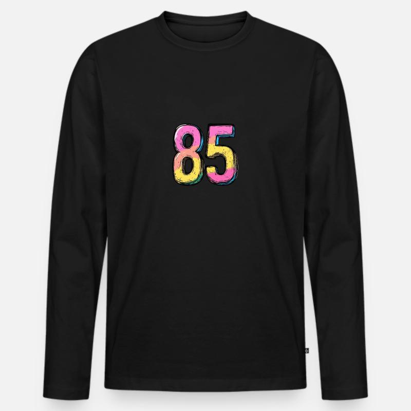 85 Zahl Comic - Männer Premium Bio Langarmshirt - Schwarz