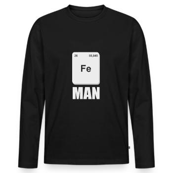 Eisenmann - FE Man - Superheld - Männer Premium Bio Langarmshirt - Schwarz - Vorne - Nico (187cm)