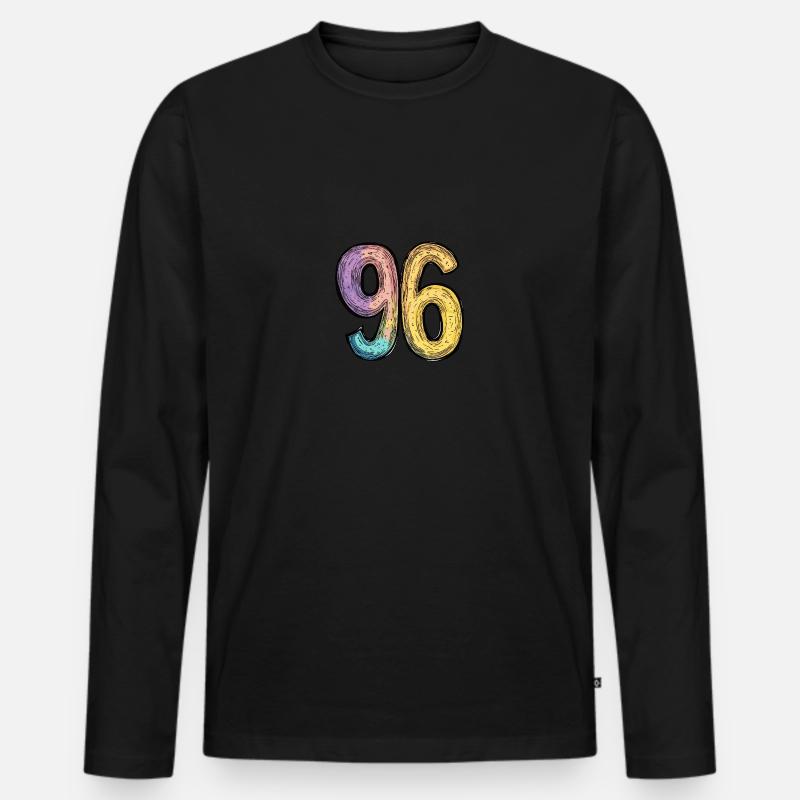 96 Zahl Comic - Männer Premium Bio Langarmshirt - Schwarz