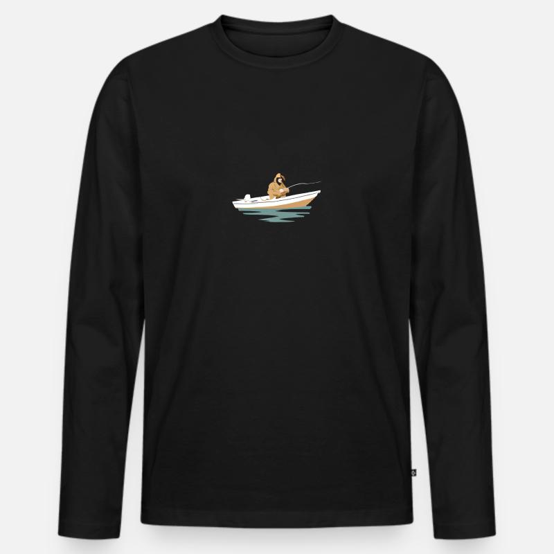 Fischermann mit Regenmantel - Männer Premium Bio Langarmshirt - Schwarz