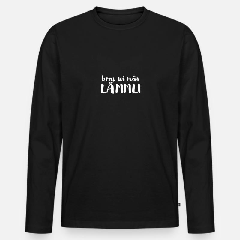 Lämmli - Männer Premium Bio Langarmshirt - Schwarz