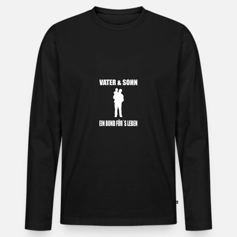 Papa - Männer Premium Bio Langarmshirt - Schwarz