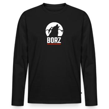 Chechen Borz Wolf Tschetschenien Tschetschene - Männer Premium Bio Langarmshirt - Schwarz - Vorne - Nico (187cm)