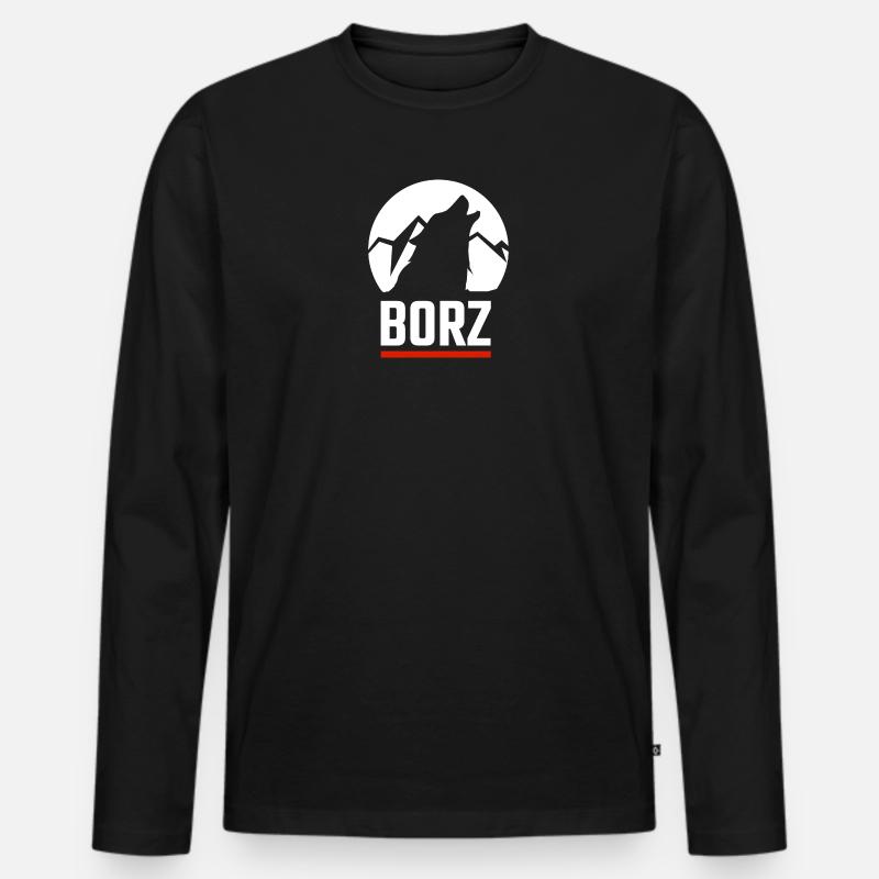 Chechen Borz Wolf Tschetschenien Tschetschene - Männer Premium Bio Langarmshirt - Schwarz