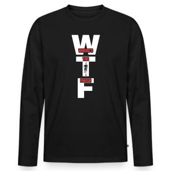 WTF Wo ist das Ziel - Running Runner - Männer Premium Bio Langarmshirt - Schwarz - Vorne - Nico (187cm)